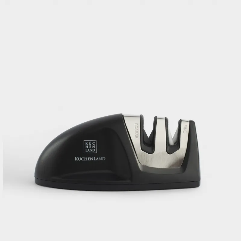 Knife Sharpener, 10 cm, 2-Stage sharpening, black, oval-shaped, Accessories