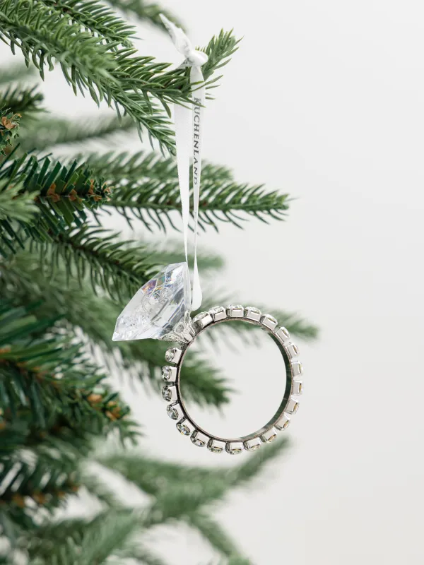 Christmas tree toy, 7 cm, acrylic / steel, Ring with crystal, Ice crystal, image-2