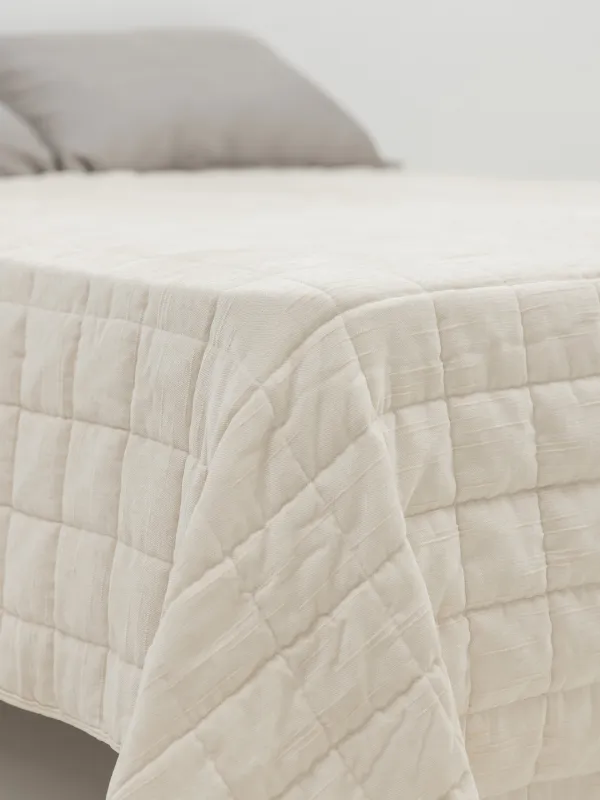 Bedspread, 220x240 cm, quilted, chenille/microfiber, beige, Squares, Stitch chenille, image-4
