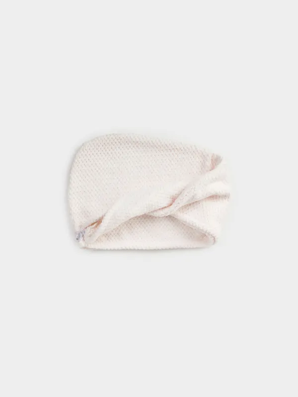 Towel-turban for hair, 59x20 cm, fleece, milk, Ratine, image-0