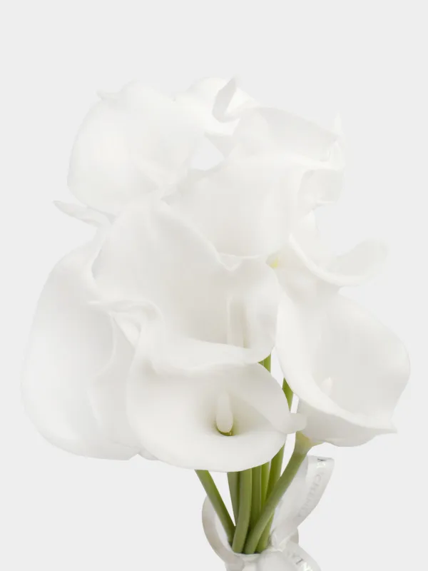 Artificial bouquet, 34 cm, polyurethane/PVC, White calla lilies, Flower garden, image-2