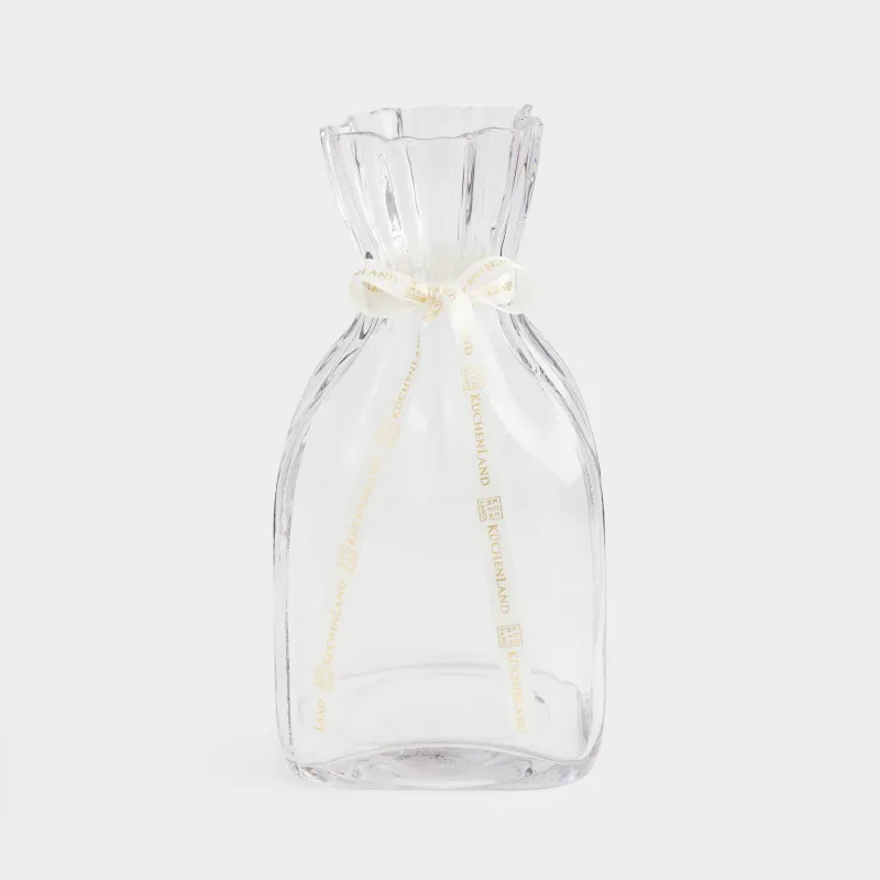 Flower vase, 29 cm, Glass, Crumpled effect, Crumple