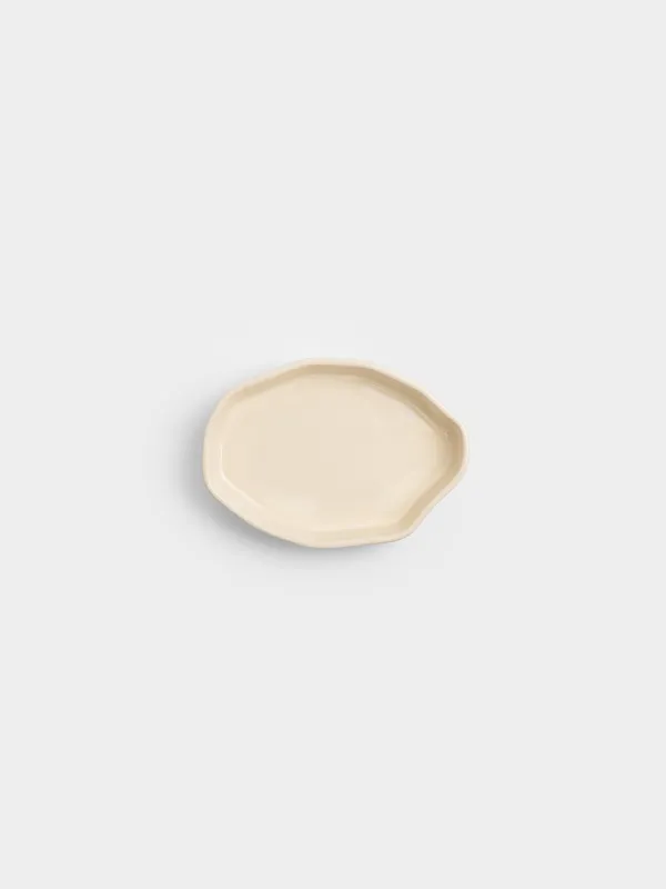 Soap dish, 13 cm, porcelain stoneware, oval, milky, Kaolin, image-2