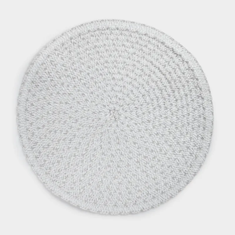 Placemat, 38 cm, chenille, round, silver-gray, Chenill