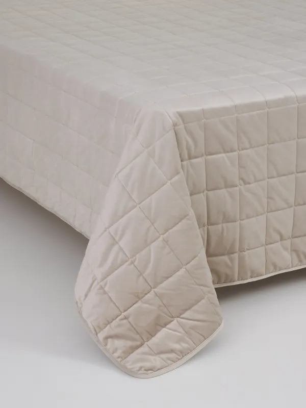 Bedspread, 220x240 cm, quilted, velvet/microfiber, beige / grey, Squares, Stitch velvet, image-4