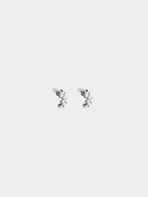 Stud earrings, 1 cm, 2 pieces, metal / acrylic, silver, Crystals, Jewelry crystal, image-1