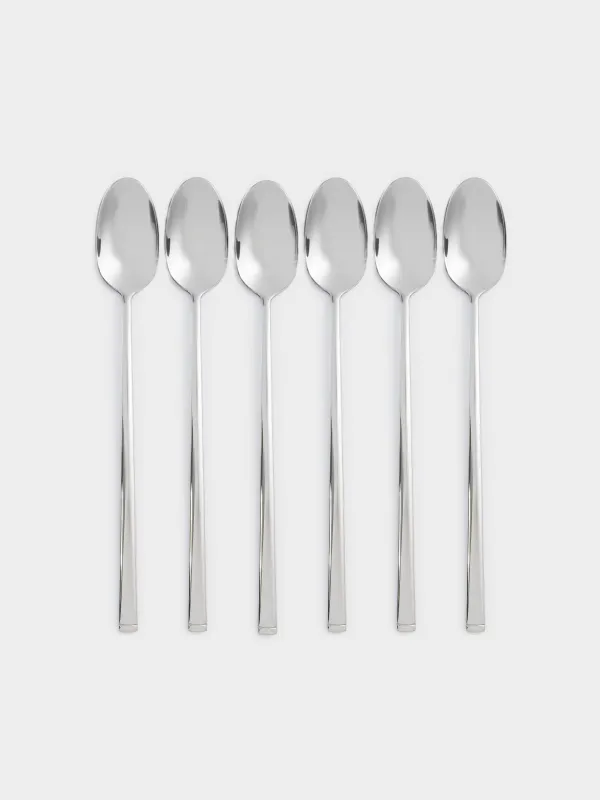 Tea spoon, 6 pcs, with long handle, steel, Madrid, image-0