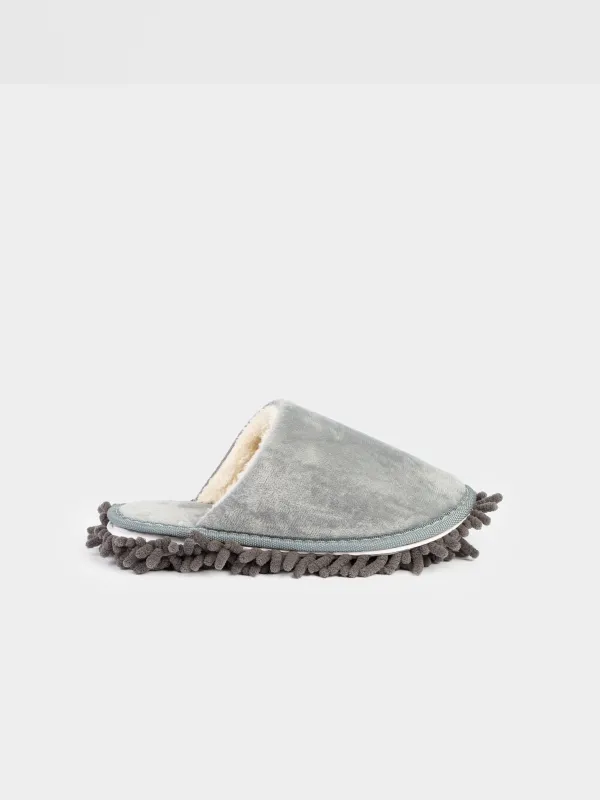 Polisher slippers, 28 cm, with removable sole, microfiber, grey, Clean, image-0