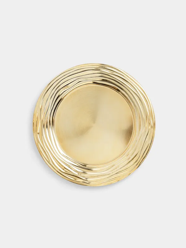 Charger plate, 33 cm, plastic, golden, Waves, plastic wave, image-0