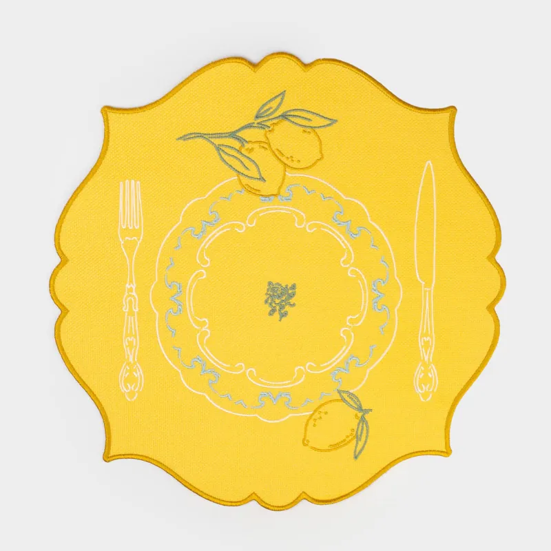 Placemat, 38x38 cm, polyester, shaped, yellow, Serving, Enclose