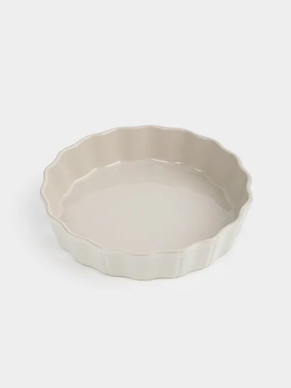 Baking dish, 24 cm, ceramic, round, milky beige, Cakes new, image-1