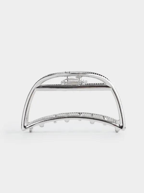 Hair clip, 7 cm, metal, silver, Crab, Fantastic, image-2