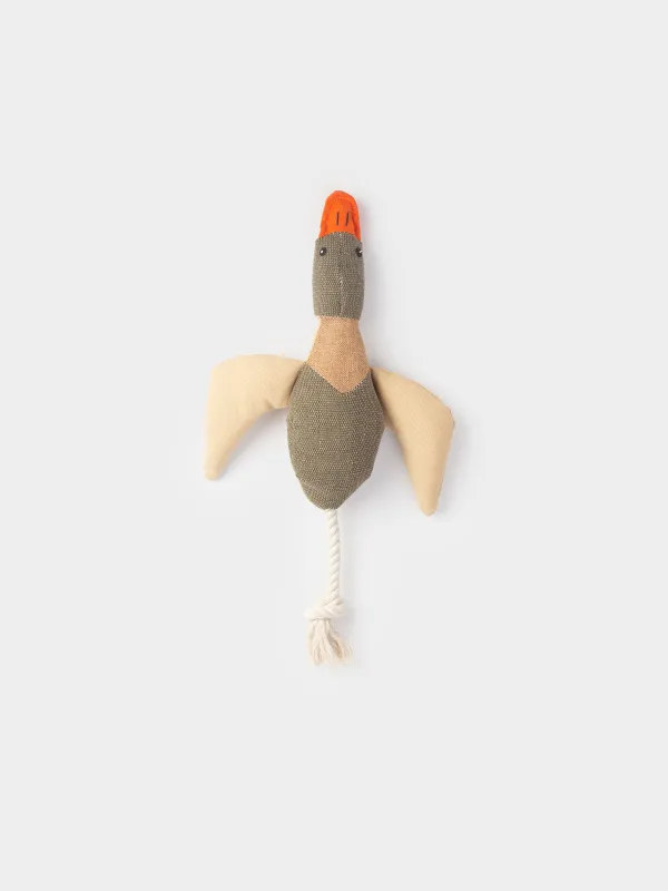 Dog toy, 40 cm, with squeaker, polyester, beige, Duck, Frisky pet, image-0