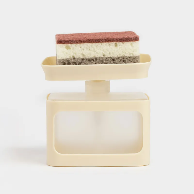 Detergent dispenser, 680 ml, with sponge, Platform, plastic, milky, Keeping