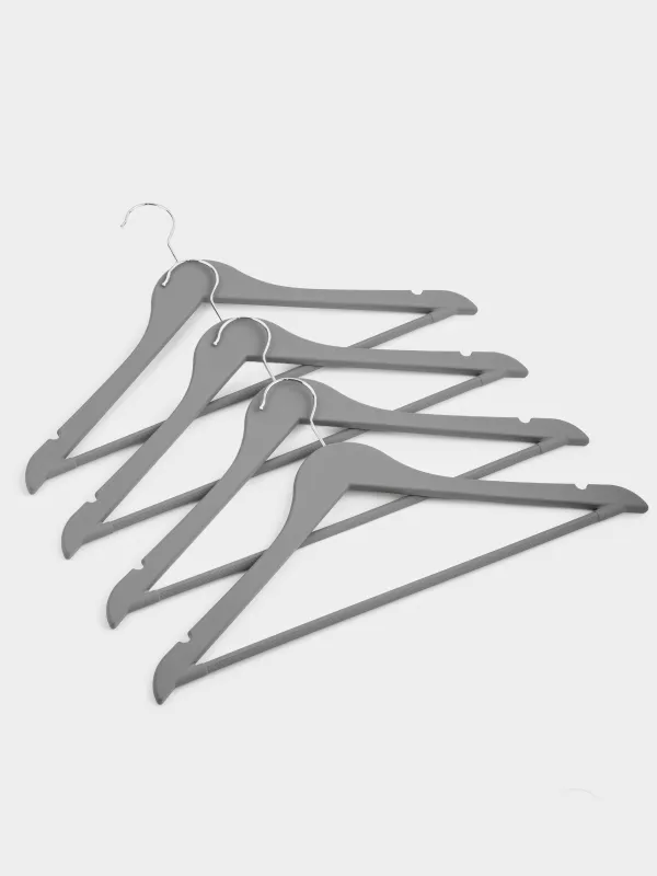 Hanger, 44 cm, 4 pcs, plastic coated, gray, Fun house , image-1