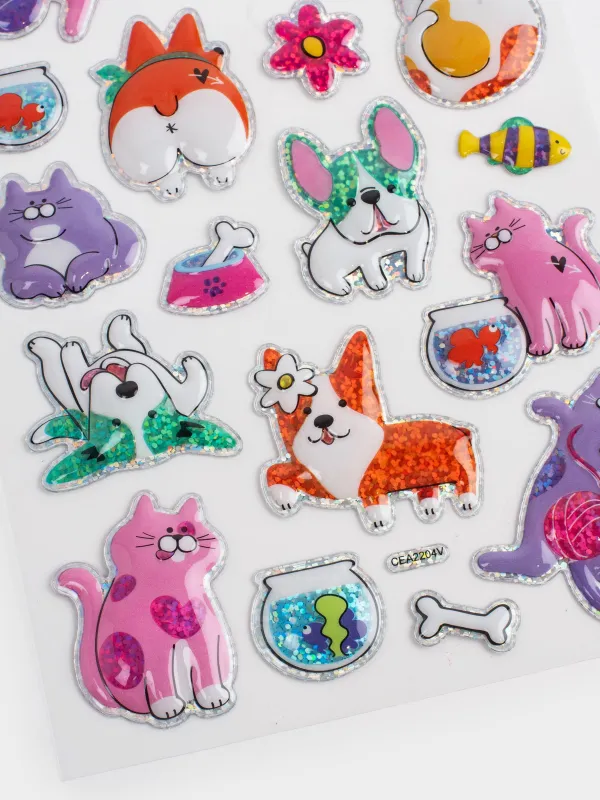 Sticker set, 25x14 cm, 21 pcs, disposable, PVC, Cats and dogs, Cat, image-2