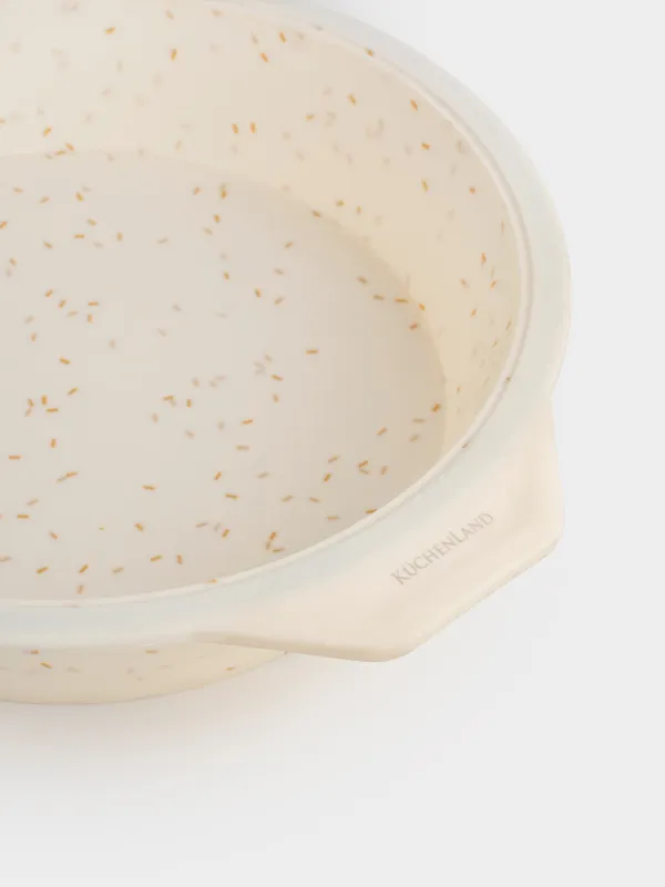 Baking dish, 25 cm, silicone / steel, round, milk, speckled, Bakery speckled, image-3