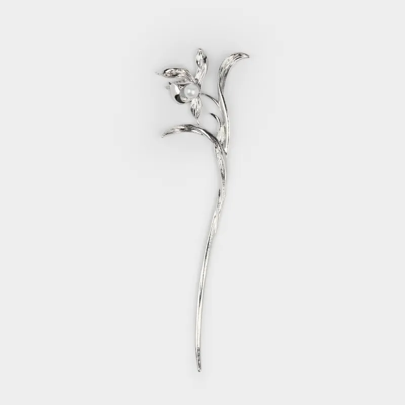 Hair clip, 18 cm, metal, silver, Hair silver