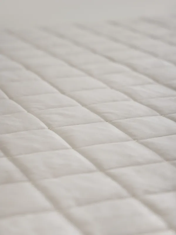 Bedspread, 220x240 cm, quilted, velvet/microfiber, beige / grey, Squares, Stitch velvet, image-3
