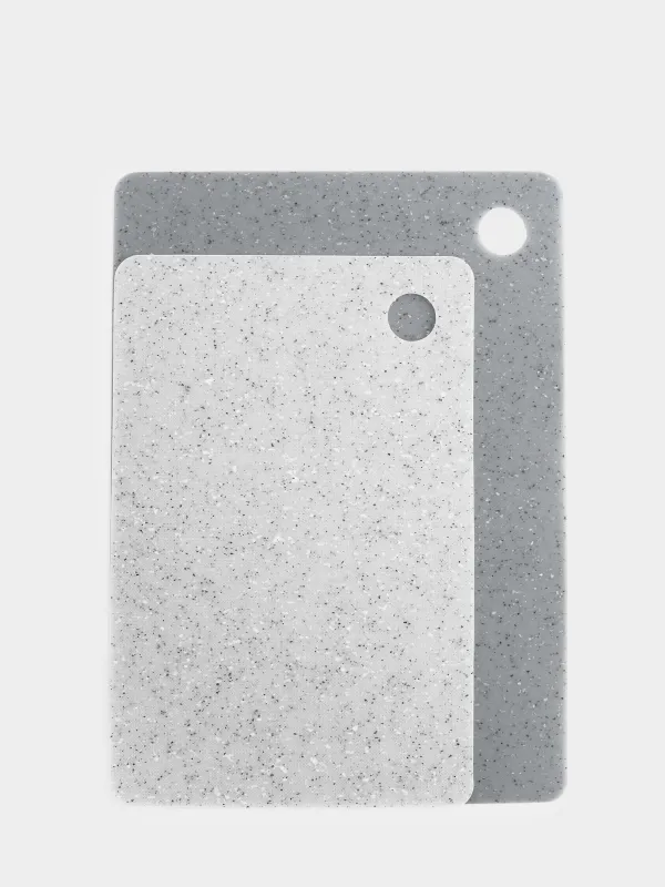 Cutting board, 19/24 cm, 2 pcs, plastic, rectangular, gray, speckled, Speck, image-0