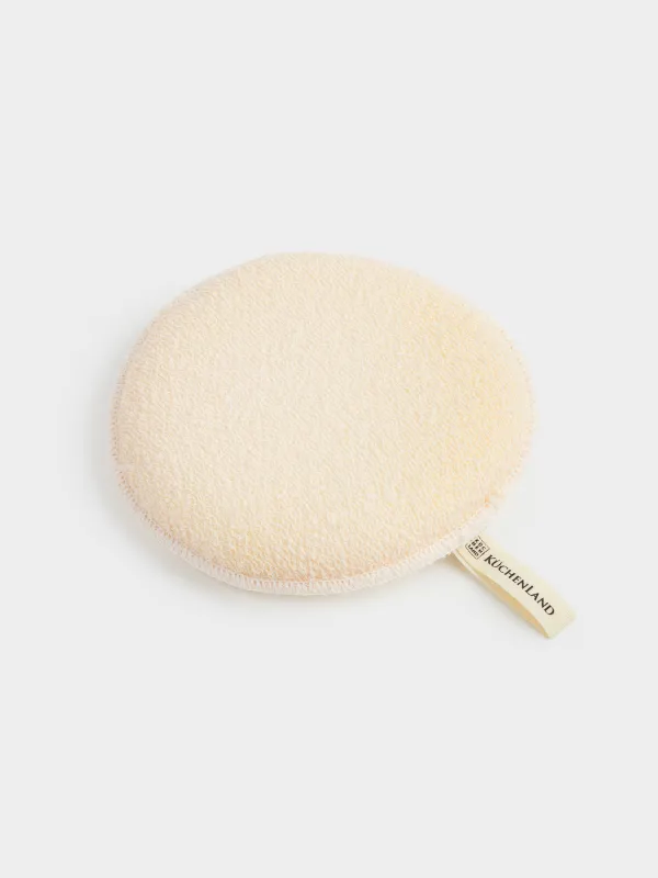 Face and body washcloth, 13 cm, with holder, nylon / cotton, beige, Unique spa, image-1