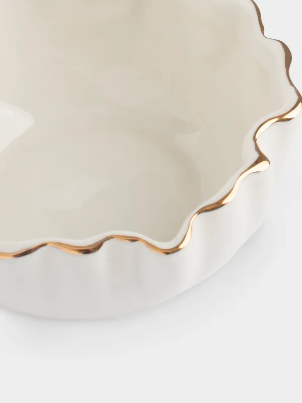 Bowl, 12x5 cm, porcelain P, with golden edging, Crumpled effect, Crumple gold, image-2