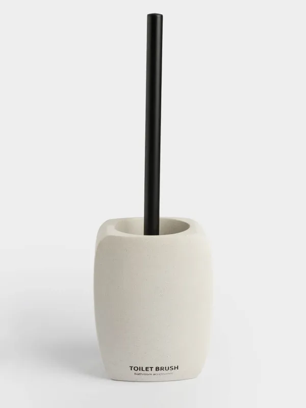 Toilet brush, 35 cm, with stand, rubber / cement, sand, Severe, image-0