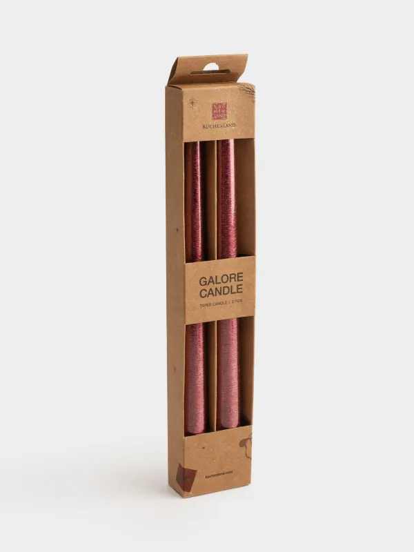 Candle, 25 cm, 2 pcs, thin, red, Galore candle, image-4