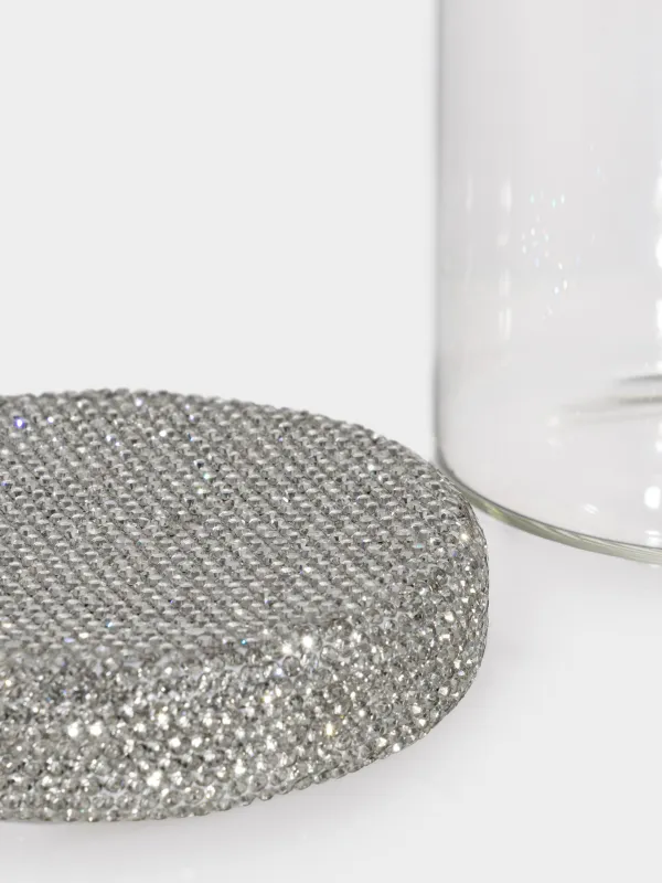 Storage container, 9x17 cm, 900 ml, glass B / rhinestones, Crystal decor, image-2