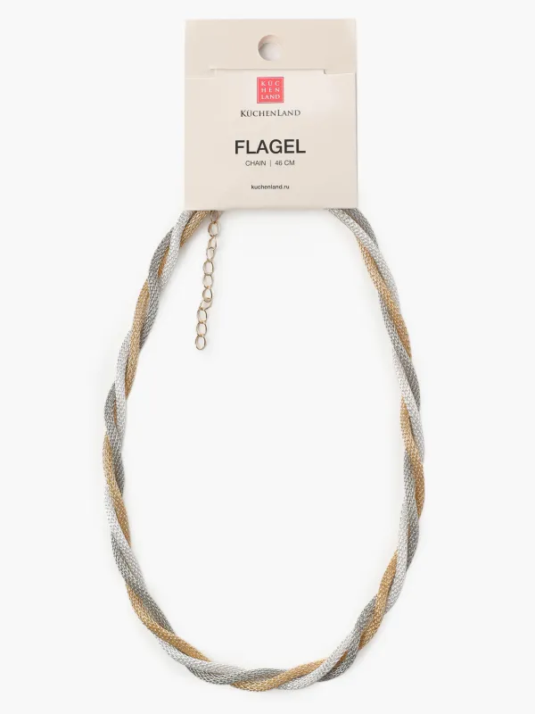 Chain, 46 cm, triple, metal, gold-silver, Harness, Flagel, image-3