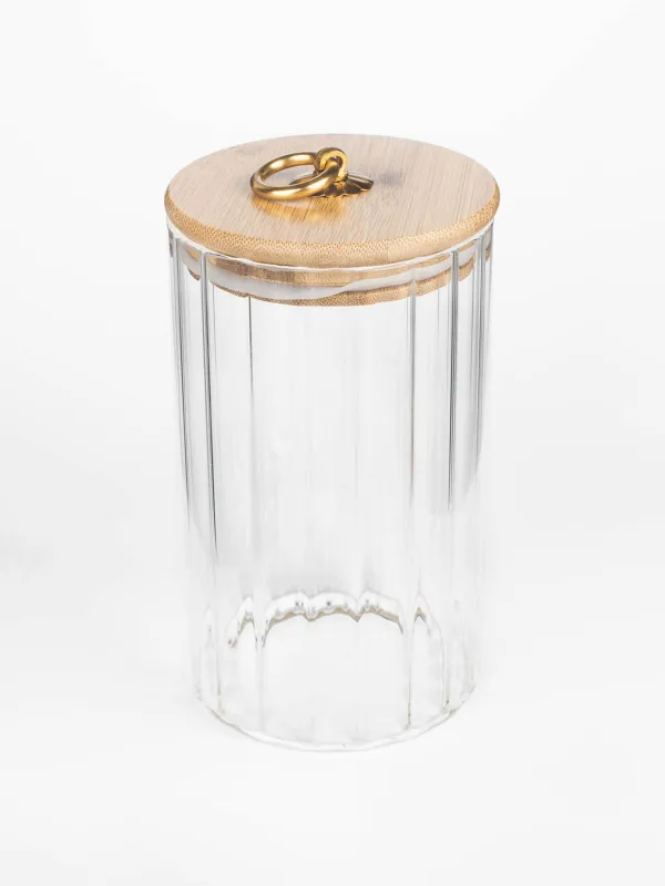 Can for bulk products, 800 ml, glass B / bamboo, Camellia, image-1