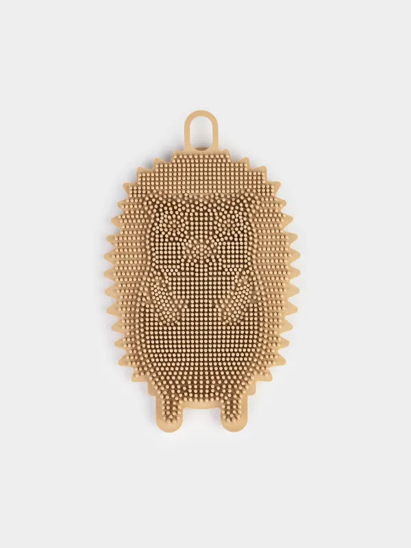 Dish washing sponge, 13 cm, Silicone, Beige, Hedgehog, Manny, image-0