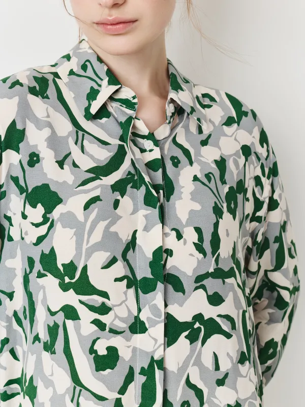 Women's shirt, size S, with long sleeve, viscose, green, Adetta, image-2