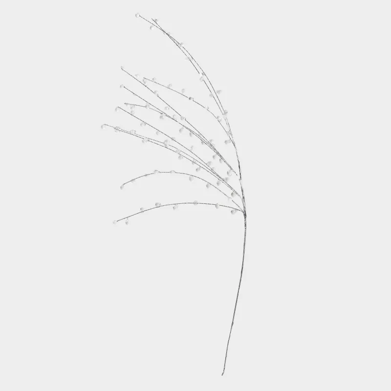 Decorative branch, 80 cm, acrylic / metal, Silver branch with crystals, Crystal decor