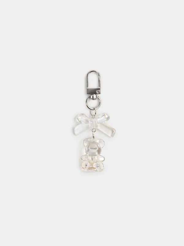 Keychain, 8 cm, acrylic/metal, mother-of-pearl, Teddy Bear, Keychain polar, image-0