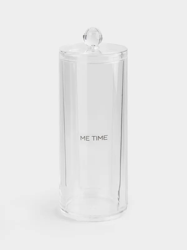 Cotton pad container, 7x20 cm, with lid, plastic, Basic font, image-0