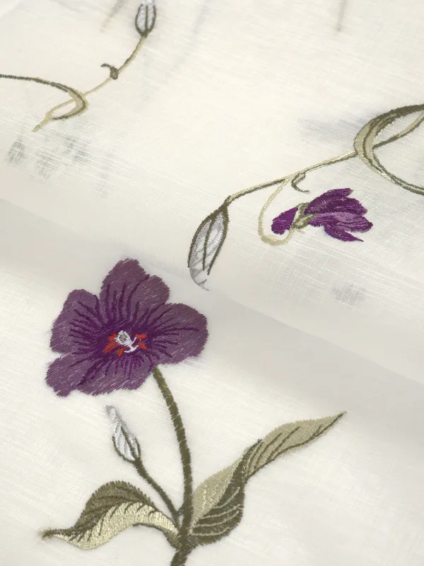 Table runner, 40x160 cm, polyester, milky, Flowers, Curiosity flower, image-1