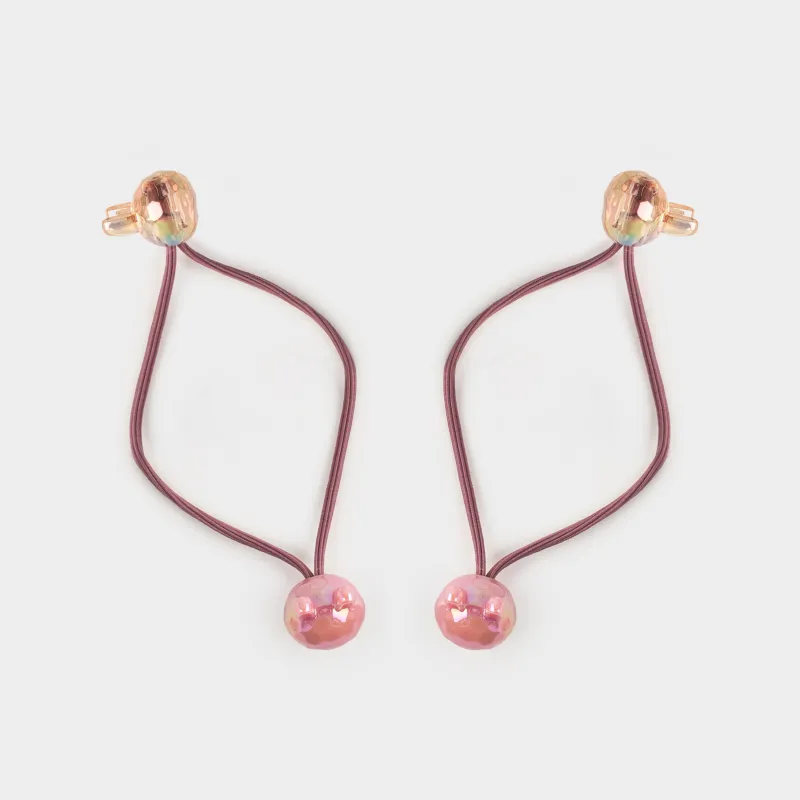 Elastic hair band, 9 cm, 2 pcs, Acrylic / polyester, Pink, Bunny, Gracile