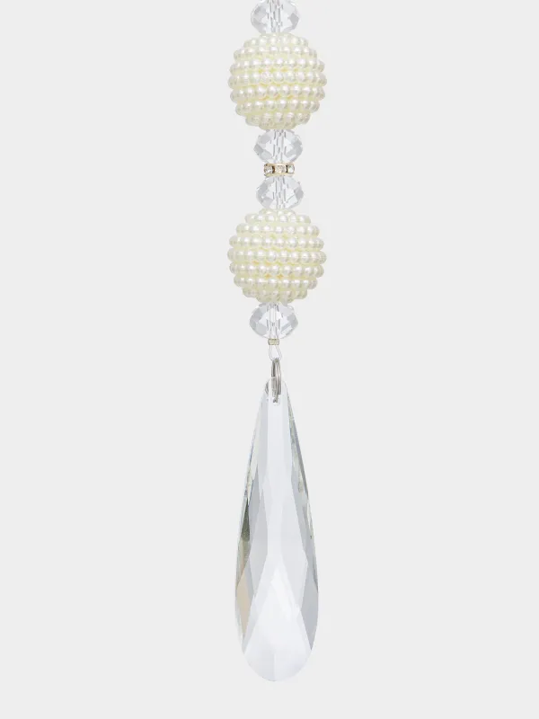 Christmas tree toy, 20 cm, glass / plastic, mother of pearl, Pendant with beads, Ice crystal, image-0