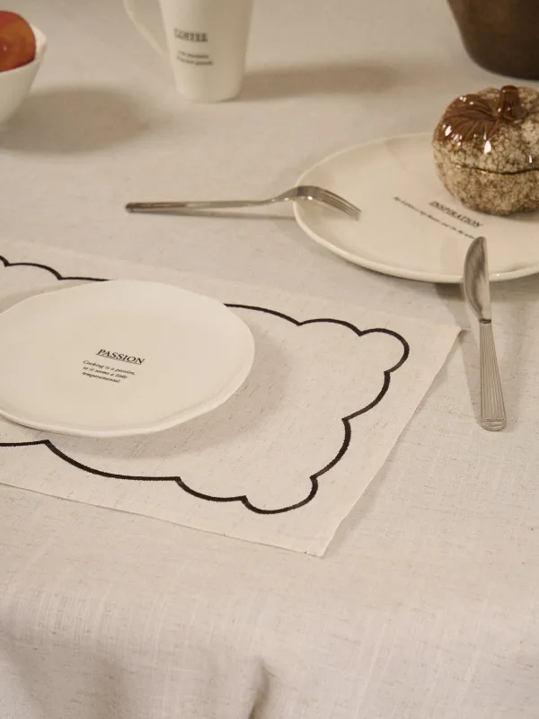 Placemat, 30x45 cm, polyester / linen, rectangular, beige, Vintage, Melange outline, image-7