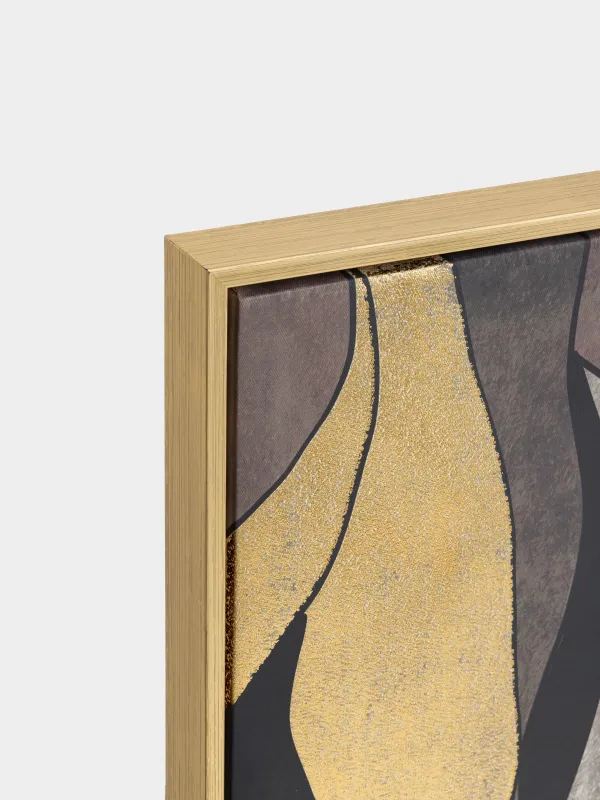 Framed painting, 78x103 cm, golden brown canvas, Abstract, image-2