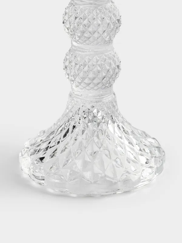 Candle holder, 14 cm, for one candle, on a leg, glass, Naiad, image-2