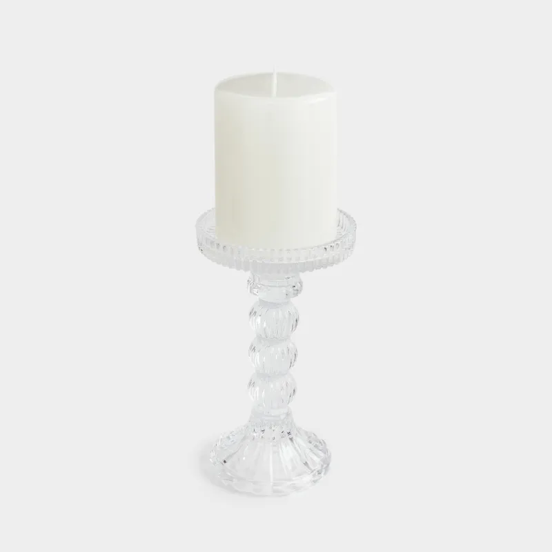 Candle holder, 16 cm, for cylindrical / thin candles, on a leg, collapsible, glass R, Ribby, image-7