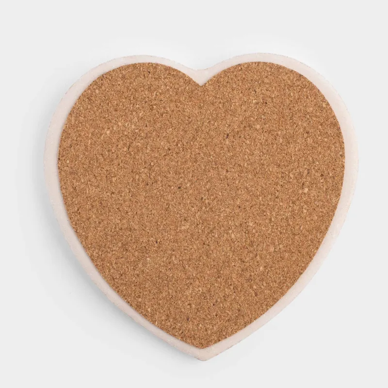 Coaster, 11x11 cm, ceramic / cork, beige, Heart, Scroll, image-2