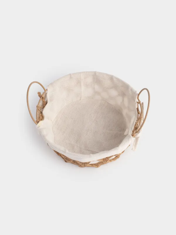 Bread basket, 22 cm, polyester/metal/jute, round, beige, Jute, image-4