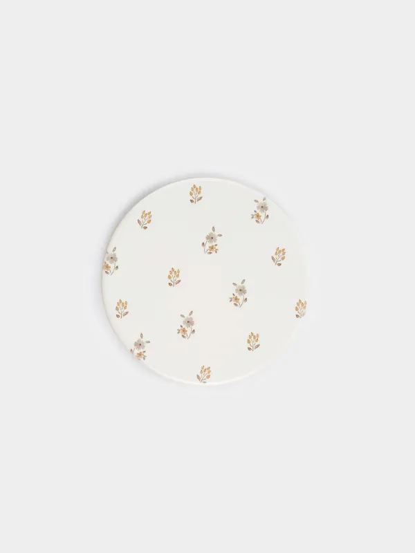 Mug stand, 11 cm, ceramic / cork, round, milk, Vintage flowers, La flore, image-0