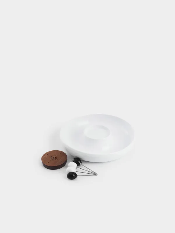 Appetizer dish, 23 cm, with skewers, porcelain P / wood, white / black, B&amp;amp;W, image-2