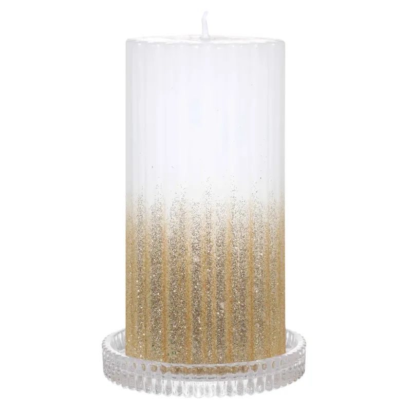 Candle holder, 9 cm, for cylindrical candle, glass, Ribby, image-4