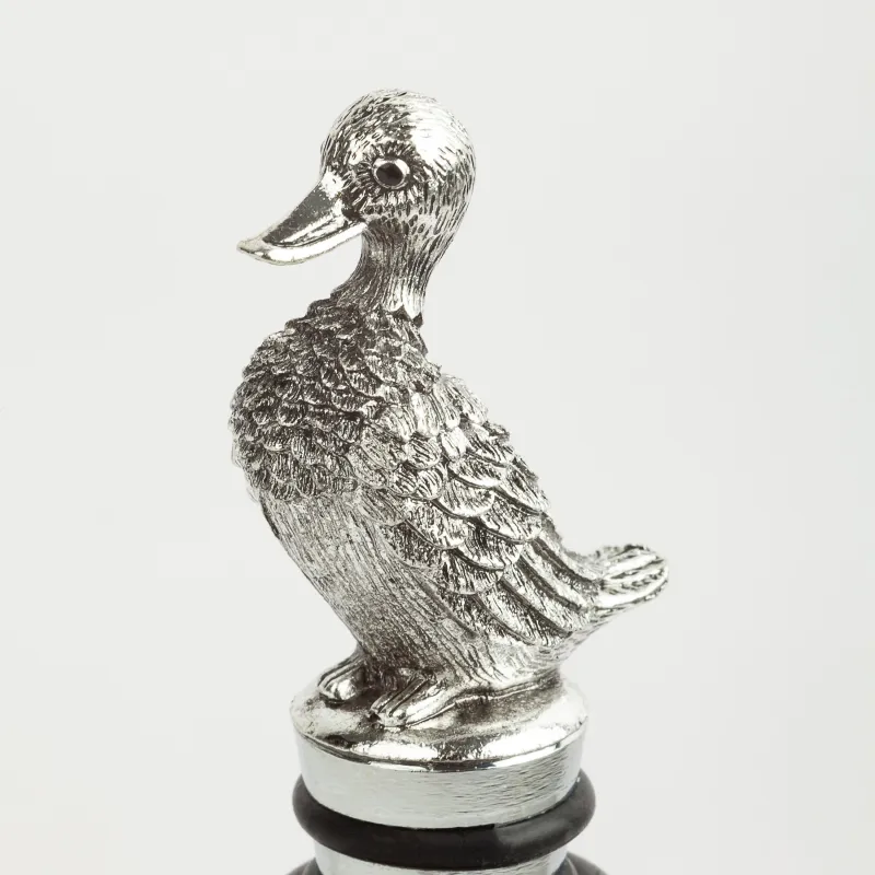 Beverage bottle stopper, 11 cm, metal, silver, Duck, Harmony, image-2
