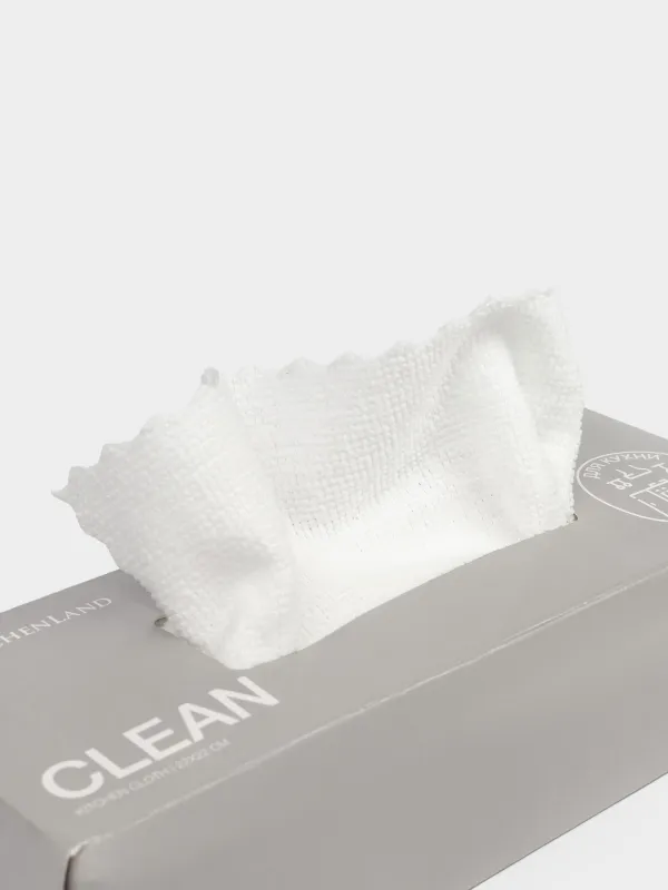 Kitchen cloth, 22x22 cm, 12 pcs, microfiber, white, Clean, image-2